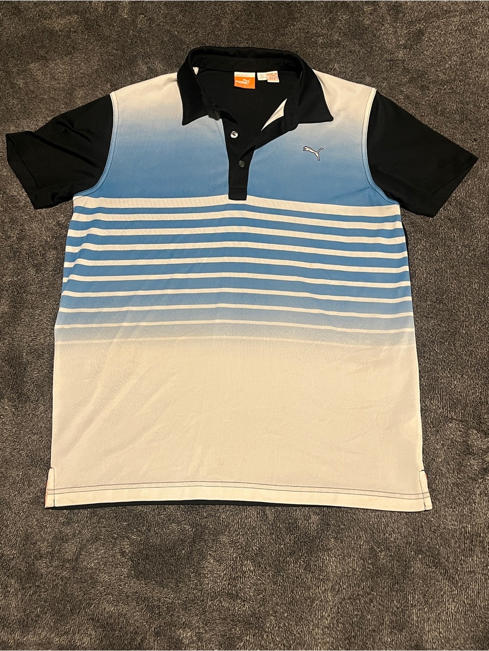 Puma Golf Men's DRYCELL Striped Polo Shirt Blue White Black Size M